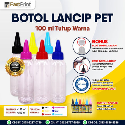 Botol Lancip PET Tutup Warna