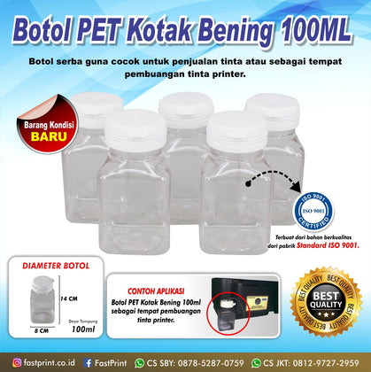 Botol Pembuangan 100 ML Printer Infus Modifikasi Epson Canon Brother