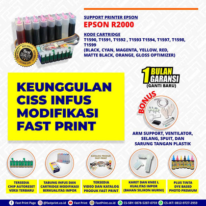 CISS Infus Modifikasi Epson R2000 Plus Tinta
