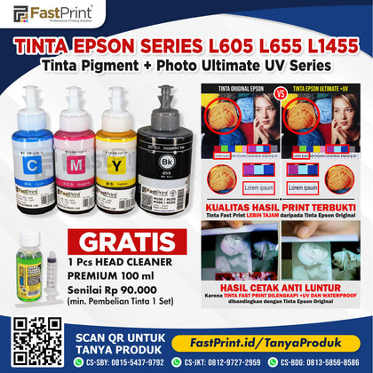 Fast Print Tinta Printer Epson L1455 L655 L605 1 Set