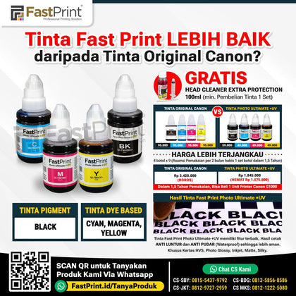 Tinta Canon GI790 G Series G1000 G1010 G2000 G2010 G3000 G3010 Pigment Ultimate Plus UV 1 Set