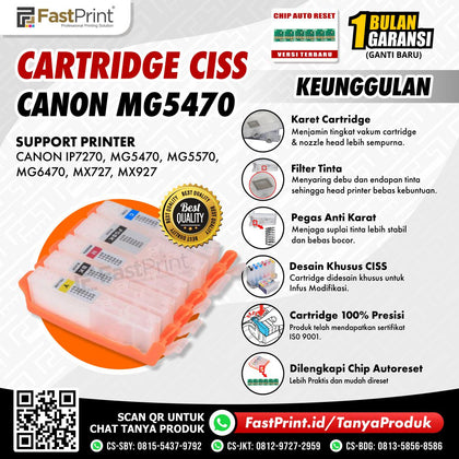 Cartridge Printer Infus CISS Canon IP7270, MG5470, MG5570, MG6470, MX727, MX927