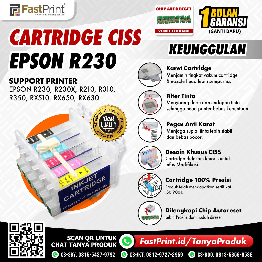 Cartridge Printer Infus Epson R230, R230X, R210, R310, R350, RX510 RX650, RX630