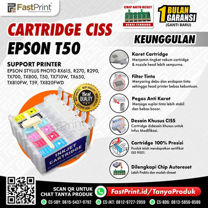 Cartridge Printer Infus CISS Epson TX700, TX800, T50, TX710W, TX650, TX810FW, T59, TX820FWD, RX615, R270, R290
