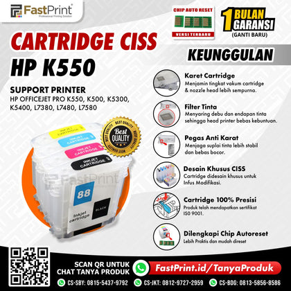 Cartridge Printer Infus CISS HP Officejet Pro K550, K500, K5300, K5400, L7380, L7480, L7580