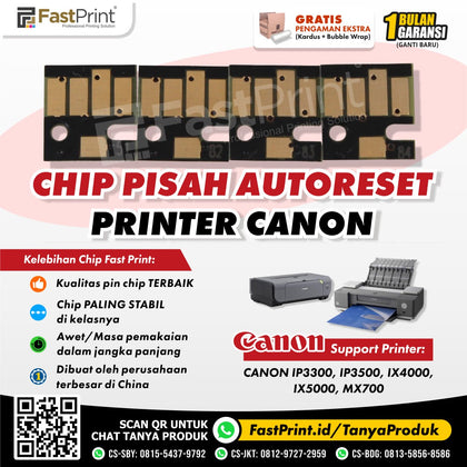 Chip Auto Reset Cartridge Canon IP3300, IP3500, IX4000, IX5000, MX700