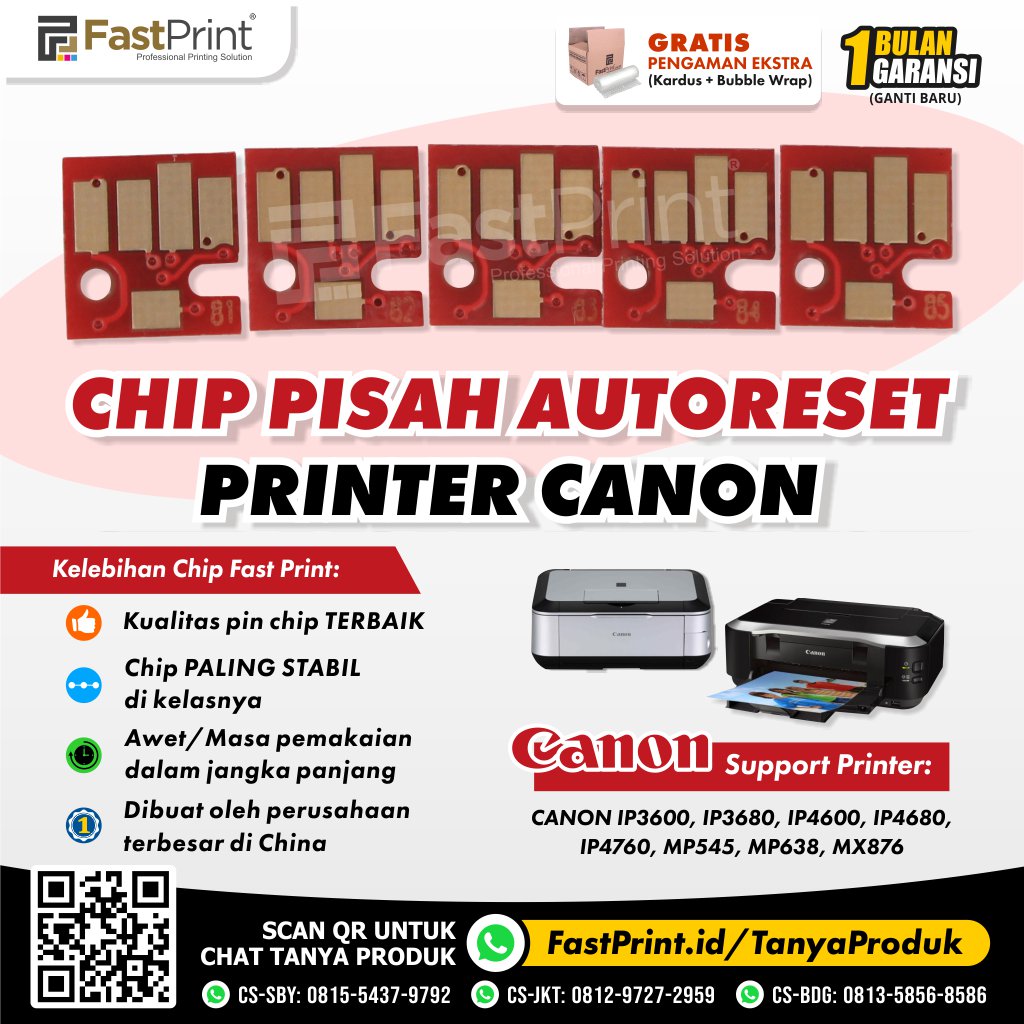 Chip Auto Reset Cartridge Canon IP3600, IP3680, IP4600, IP4680, IP4760, MP638, MP545, MX876
