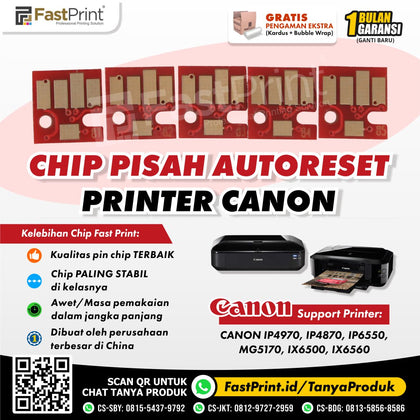 Chip Auto Reset Cartridge Canon IP4970, IP4870, IP6550, IX6500, IX6560, MG5170