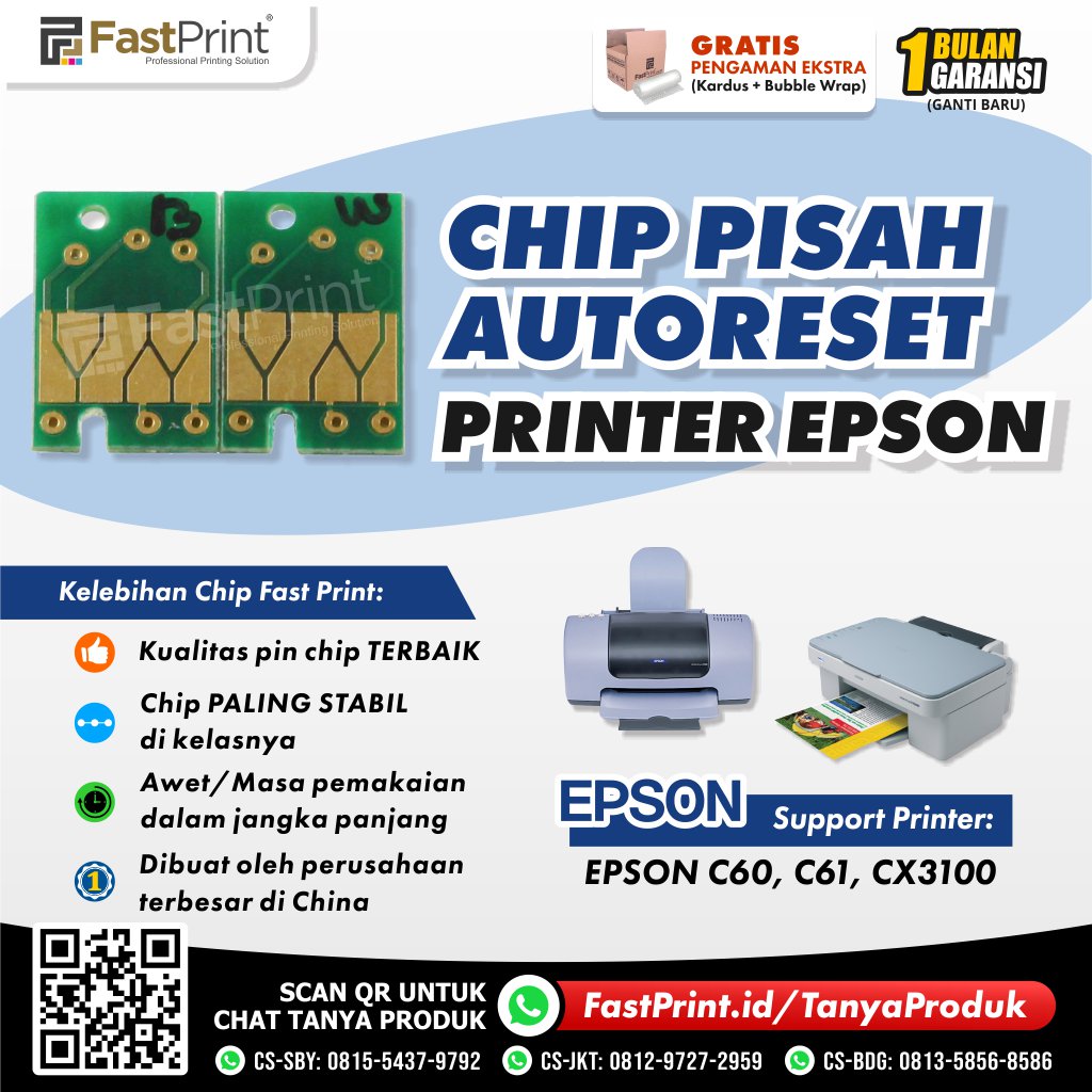 Chip Auto Reset Cartridge Printer Epson C60, C61, CX3100