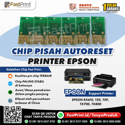Chip Auto Reset Cartridge Printer Epson T50, T59, TX800, TX700, RX610