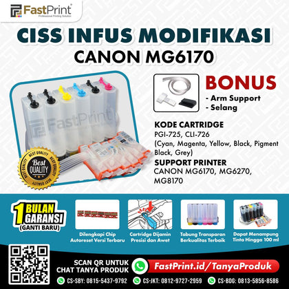 CISS Infus Modifikasi Canon MG6170, MG6270, MG8170 Kosongan