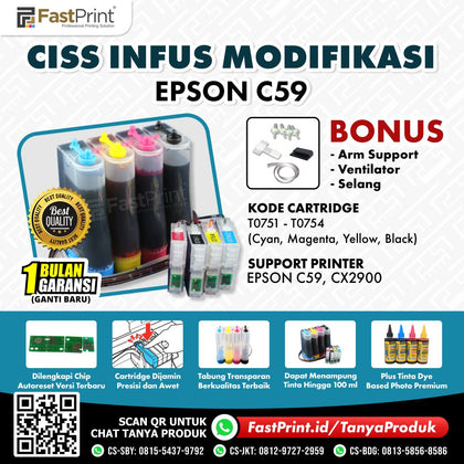 CISS Infus Modifikasi Epson C59, CX2900 Plus Tinta