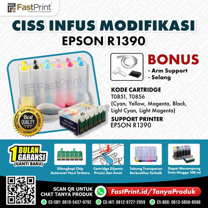 CISS Infus Modifikasi Epson R1390 Kosongan