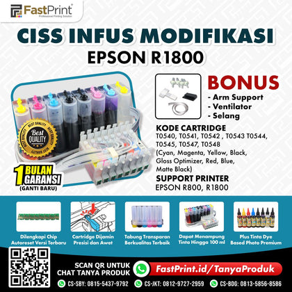 CISS Infus Modifikasi Epson R800, R1800 Plus Tinta