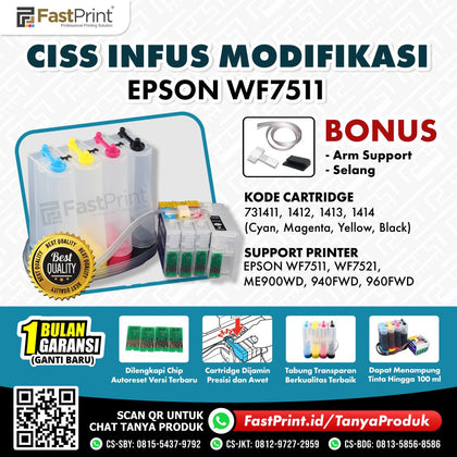 CISS Infus Modifikasi Epson WF7511, WF7521, ME900WD, 940FWD, 960FWD Kosongan