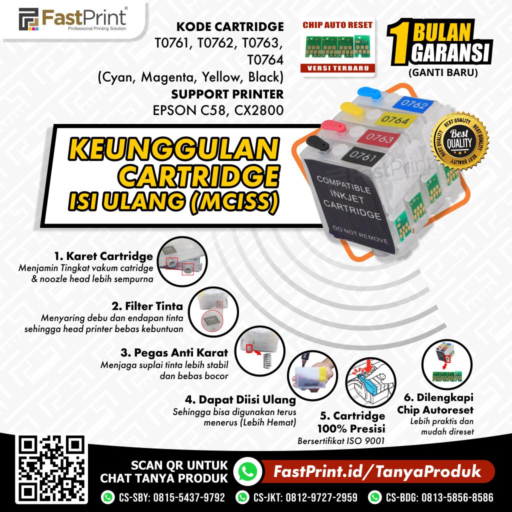 Cartridge MCISS Refillable Epson C58, CX2800 Kosongan