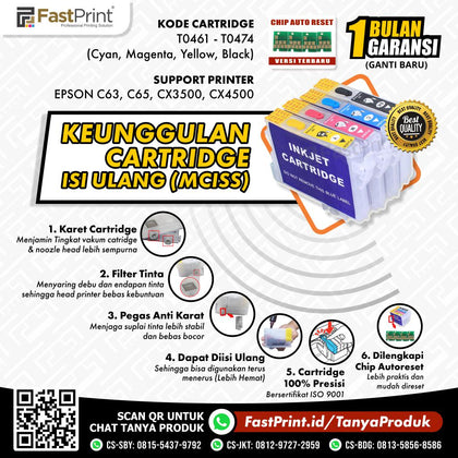 Cartridge MCISS Refillable Epson C63, C65, CX3500, CX4500 Kosongan