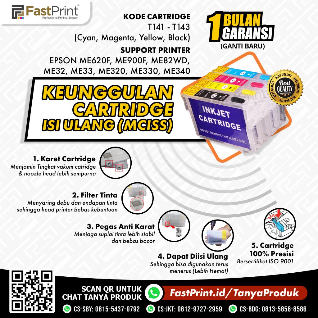 Cartridge MCISS Refillable Epson ME620F, ME900F, ME82WD, ME32, ME33, ME320, ME330, ME340, TX420W, TX120, T22, T12 Kosongan