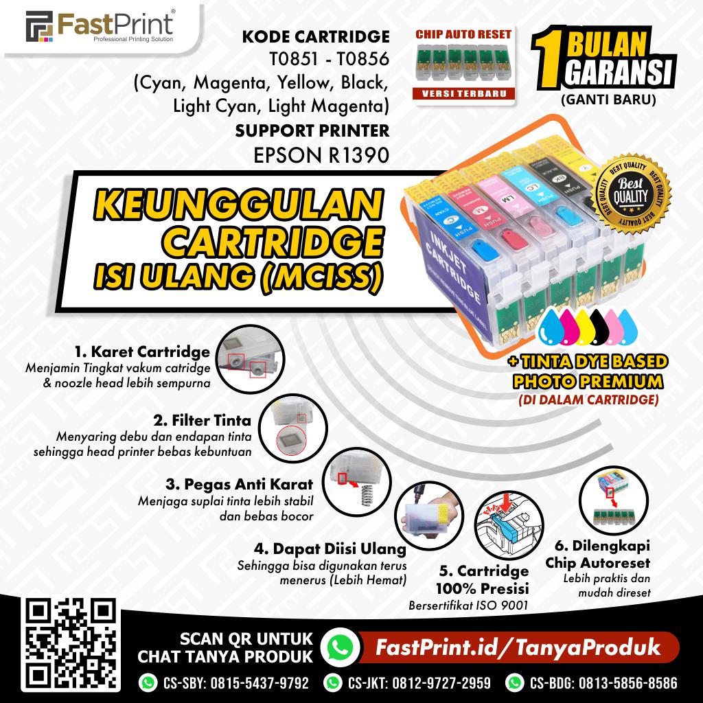 Cartridge MCISS Refillable Epson R1390 Plus Tinta