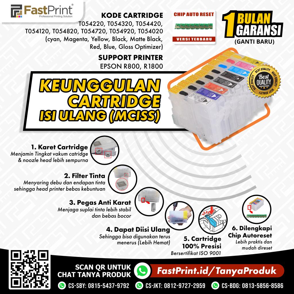 Cartridge MCISS Refillable Epson R800, R1800 Kosongan