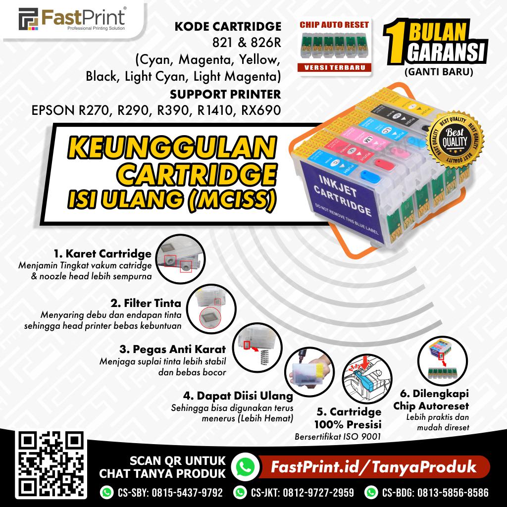 Cartridge MCISS Refillable Epson R270, R290, R390, R1410, RX690 Kosongan