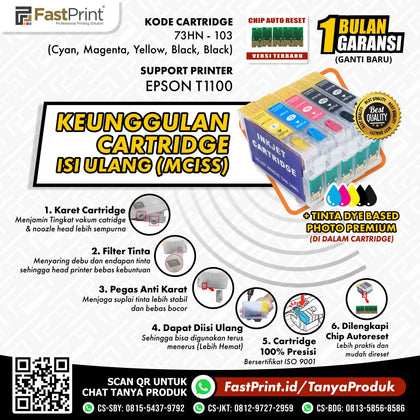 Cartridge MCISS Refillable Epson T1100 Plus Tinta