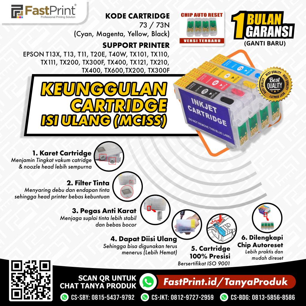 Cartridge MCISS Refillable Epson T11, T13, T13X, T20E, T40W, TX101, TX110, TX111, TX121, TX200, TX210, TX220, TX300F, TX400, TX600 Kosongan