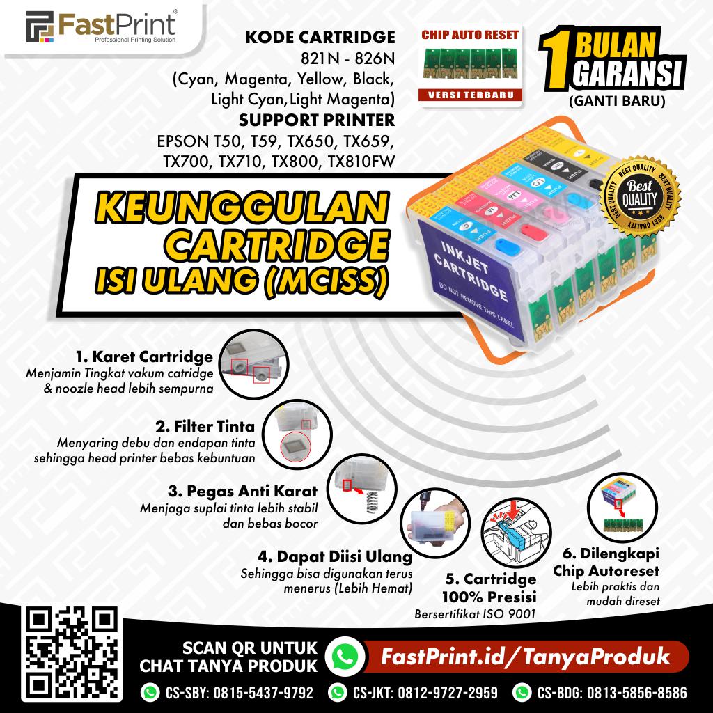 Cartridge MCISS Refillable Epson T50, T59, TX650, TX659, TX700, TX710, TX800, TX810FW Kosongan