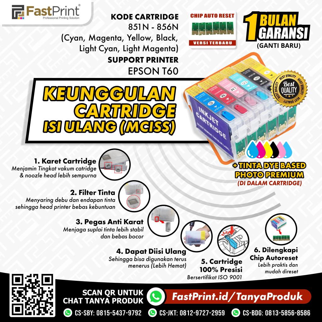 Cartridge MCISS Refillable Epson T60 Plus Tinta