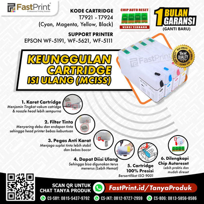 Cartridge MCISS Refillable Epson WorkForce Pro WF5191, WF5621, WF5111 Kosongan