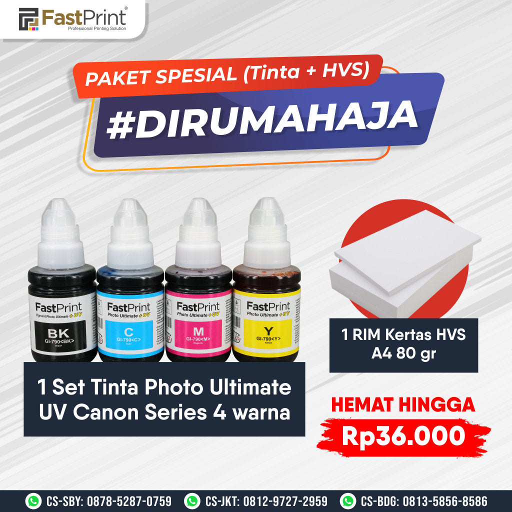 Tinta Canon GI790 G Series G1000 G1010 G2000 G2010 G3000 G3010 Pigment Ultimate Plus UV 1 Set