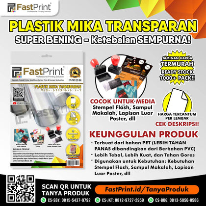 Fast Print Mika Plastik Cover Jilid Bening Lembaran A4