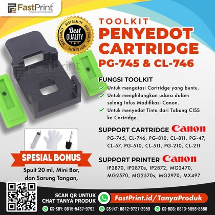 Toolkit Penyedot Cartridge Original Canon PG-745 & CL-746