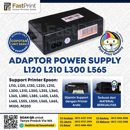 Adaptor Power Supply Printer Epson L120 L210 L110 M200 L365 L385 L405