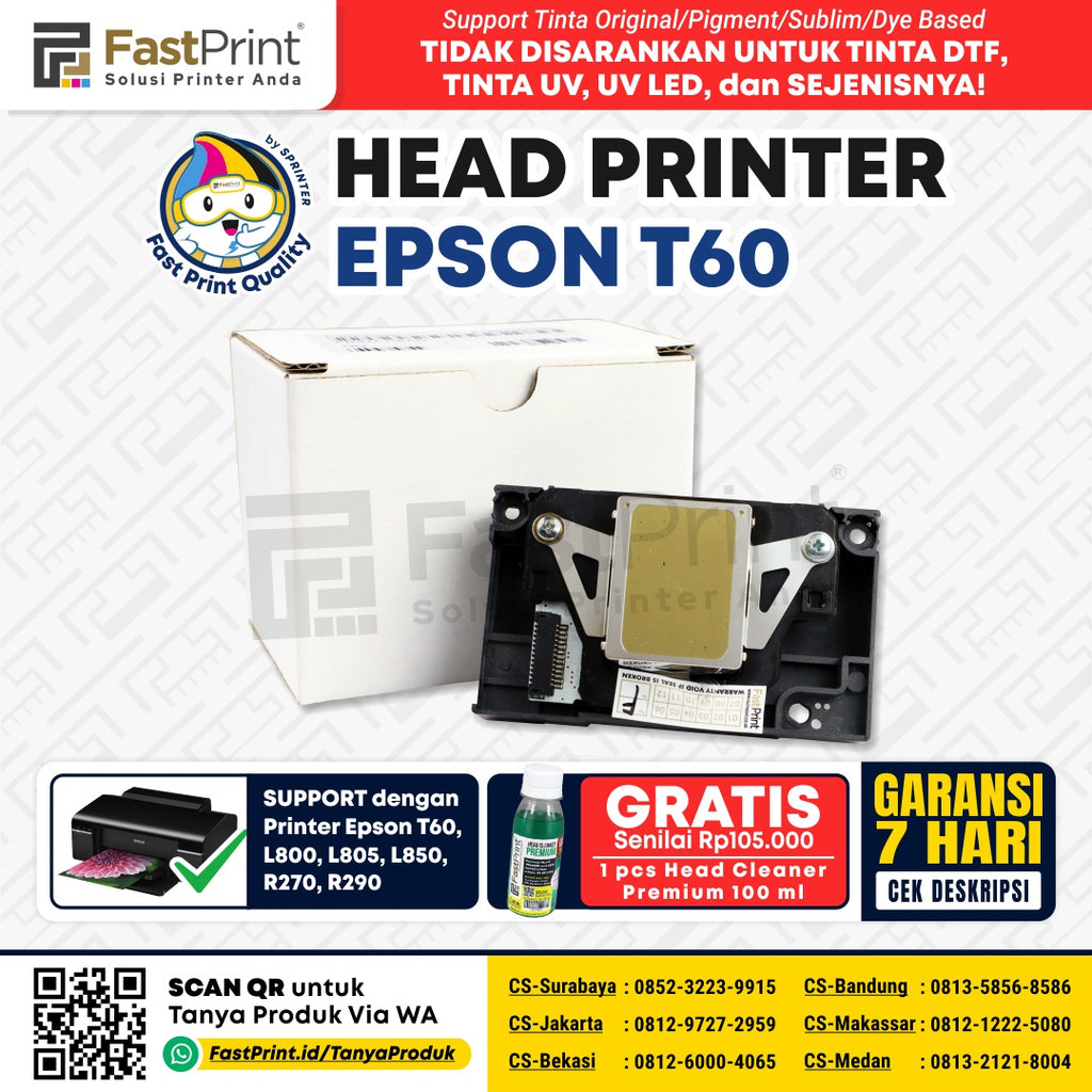 Head Printer Epson L800 T60 L805 L850 R270 R290