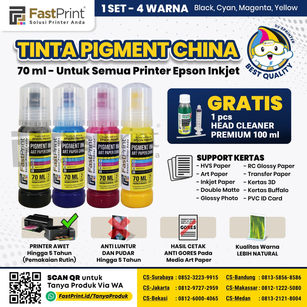 Tinta Pigment Epson Durabrite Art Paper China 1 Set