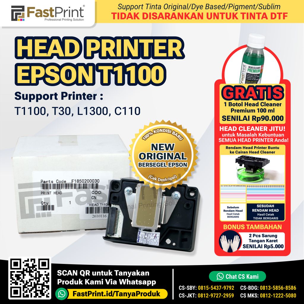 Head Printer Epson T1100 T30 L1300 C110 New Original