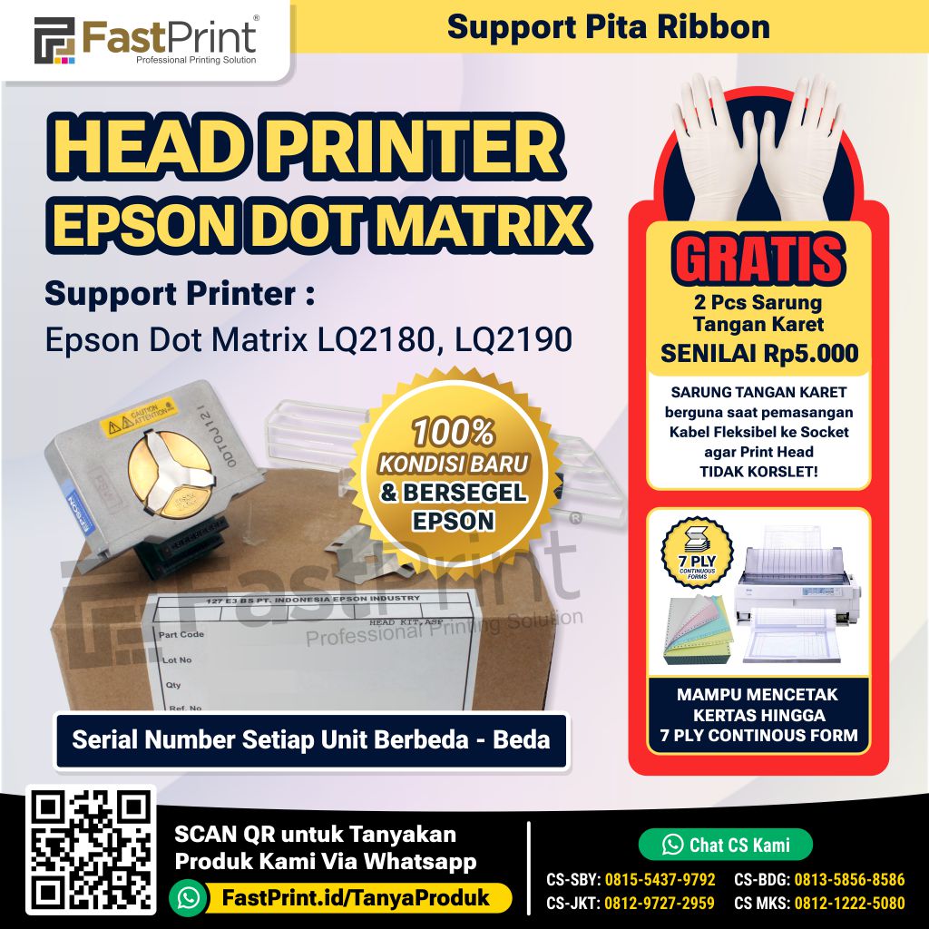 Head Printer Epson Dot Matrix LQ 2190 LQ 2180 Original