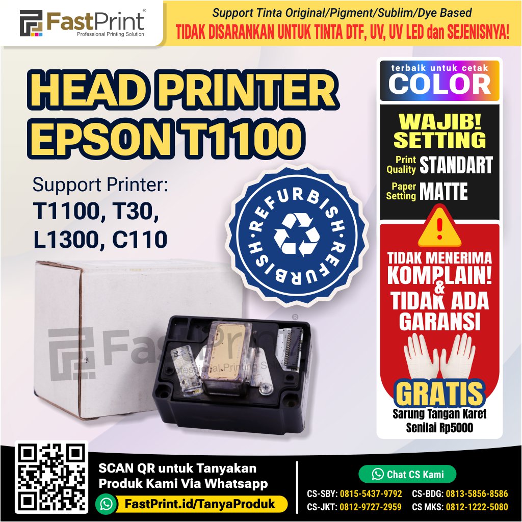 Head Printer Epson T1100 T30 L1300 C110 New Original