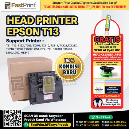 Print Head Printer Epson T11 T13 T13X T20E TX121 TX121X TX101 TX110 TX111 TX210 TX220 TX300F C79 C90 CX5500 C58 CX2800 L100 L200 ME340