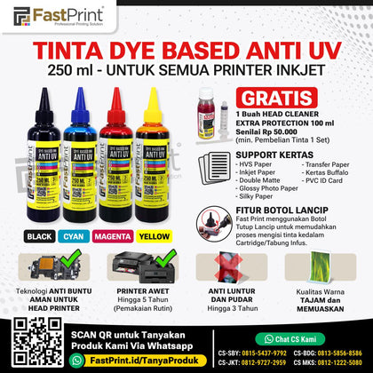 Fast Print Tinta Printer Brother Dye Based Anti UV