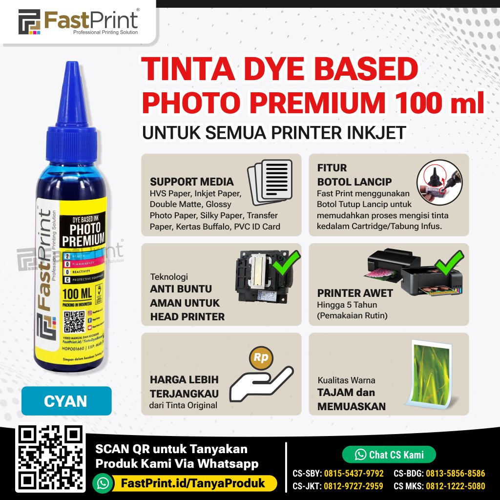 Fast Print Tinta Printer Epson Dye Based Ink Photo Premium