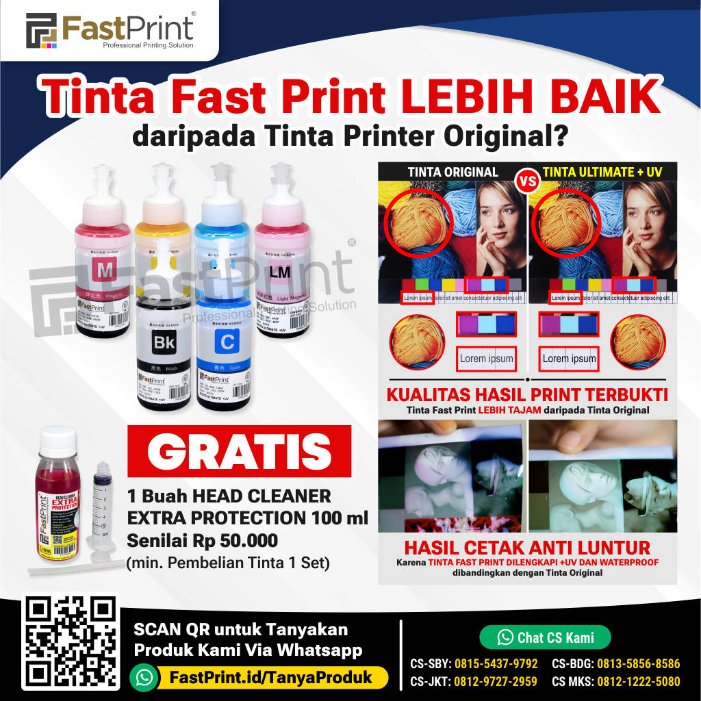 Fast Print Tinta Printer Epson 664 Ultimate UV L120 L310 L360 1 Set