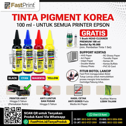 Tinta Pigment Epson Durabrite Art Paper Korea 1 Set