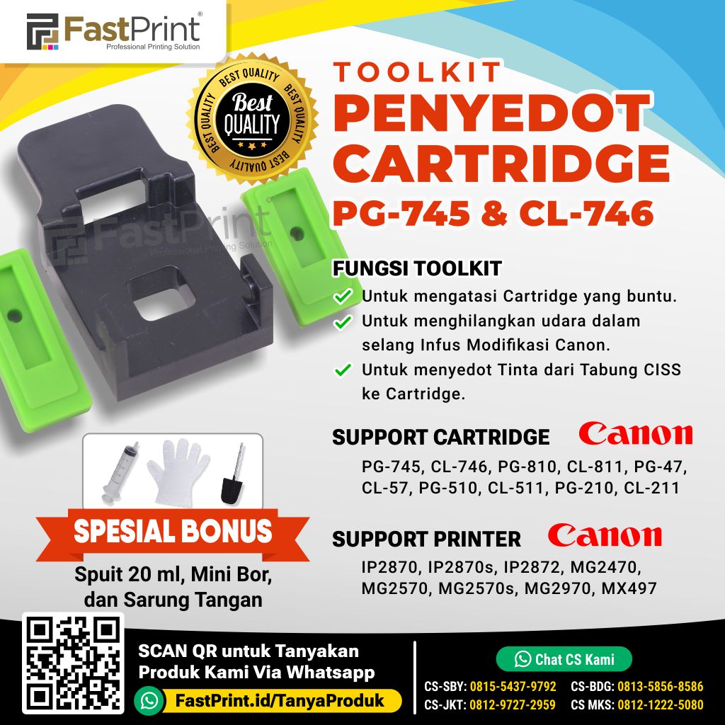 Toolkit Penyedot Cartridge Original Canon PG-745 &amp; CL-746