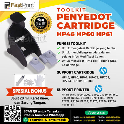 Toolkit Penyedot Cartridge Original HP46 HP60 HP678 HP703 HP802