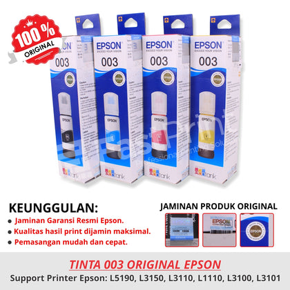 Tinta Epson 003 Original Printer L5190 L3150 L3110 L1110 L3100 L3101
