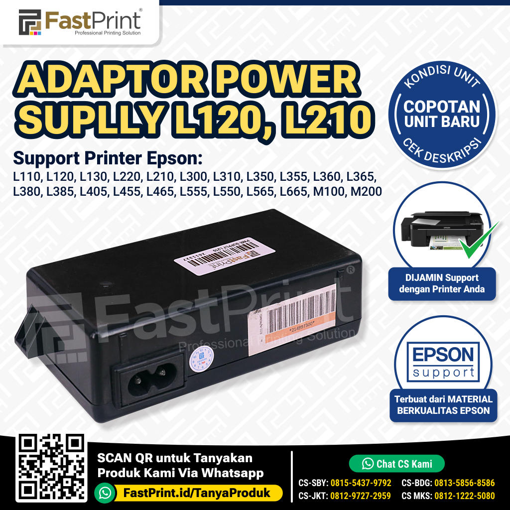 Adaptor Power Supply Printer Epson L120 L210 L110 M200 L365 L385 L405