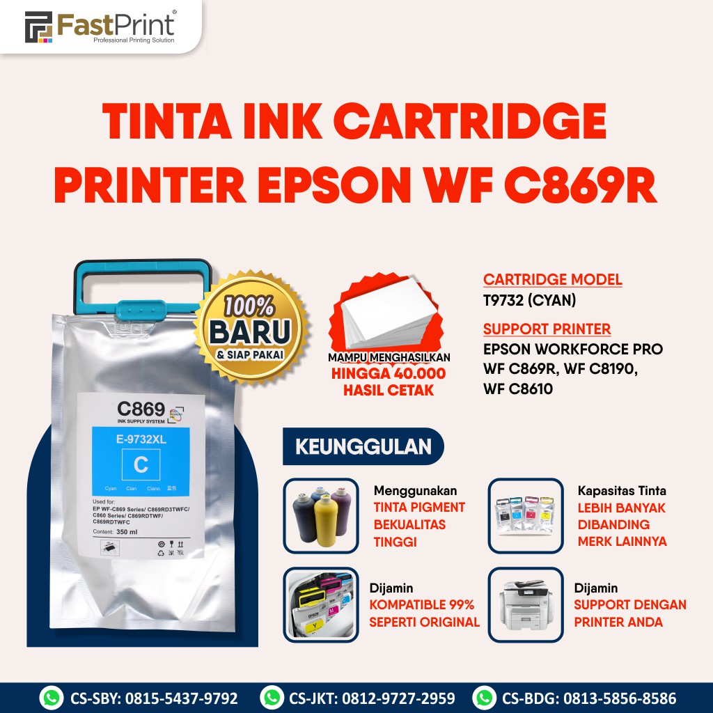 Tinta Ink Cartridge Printer Epson Pro WF C869R WF C8190 WF C8610