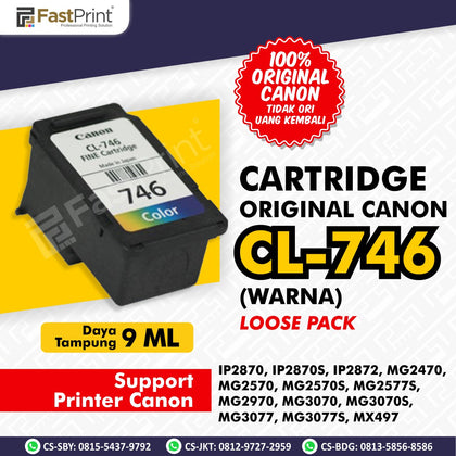 Cartridge Original Canon CL 746 CL746 Color PG 745 PG745 Black Loose Pack Printer Canon MG2570 MG2570S MX497 IP2870 IP2870S
